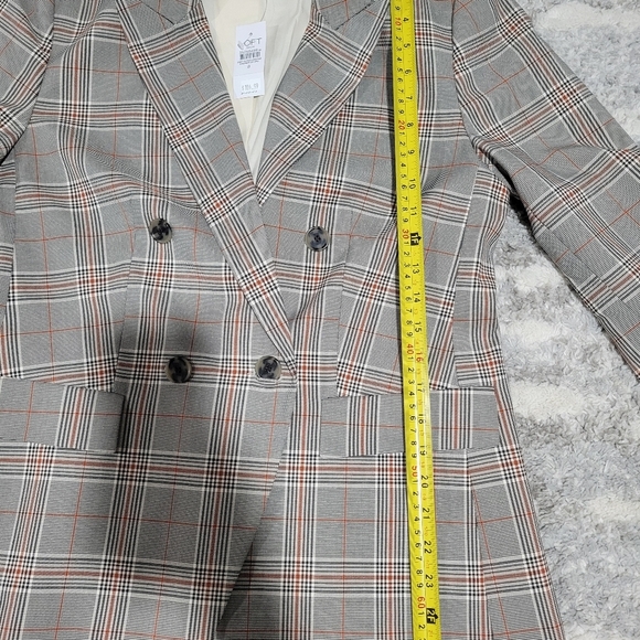 Loft Womens  Gray Plaid Double-Breasted Blazer - Picture 10 of 12